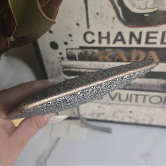 Furla Silver Rose Gold Glitter Wristlet Clutch Bag With Tags And Dustbag - Picture 4 of 12